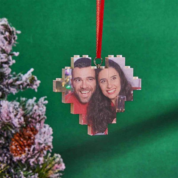 Christmas Ornament Personalized Building Brick Custom Music Code Heart Photo Block - Mycustombrickheadz