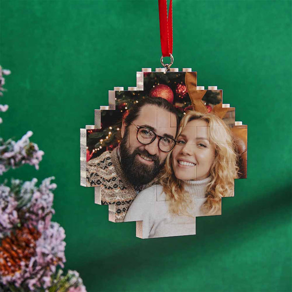 Christmas Ornament Custom Music Code Round Photo Block Personalized Building Brick - Mycustombrickheadz