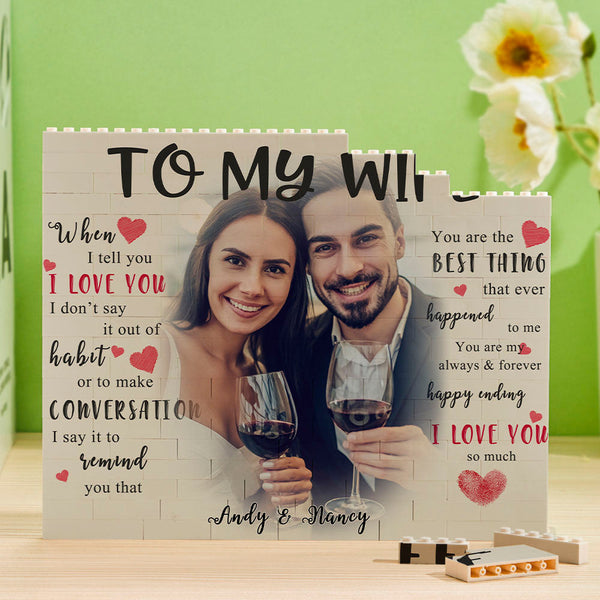 Custom Photo and Name Building Block Brick To My Wife
